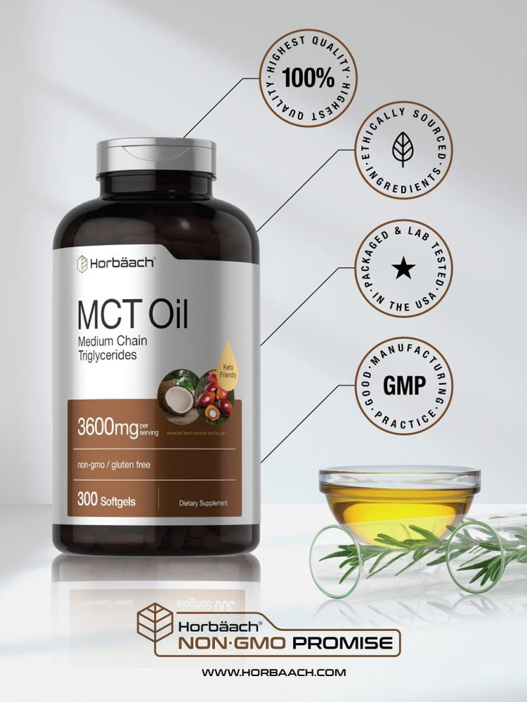 Keto MCT Oil | 3600 mg | 300 Softgels for Men and Women | by Horbaach