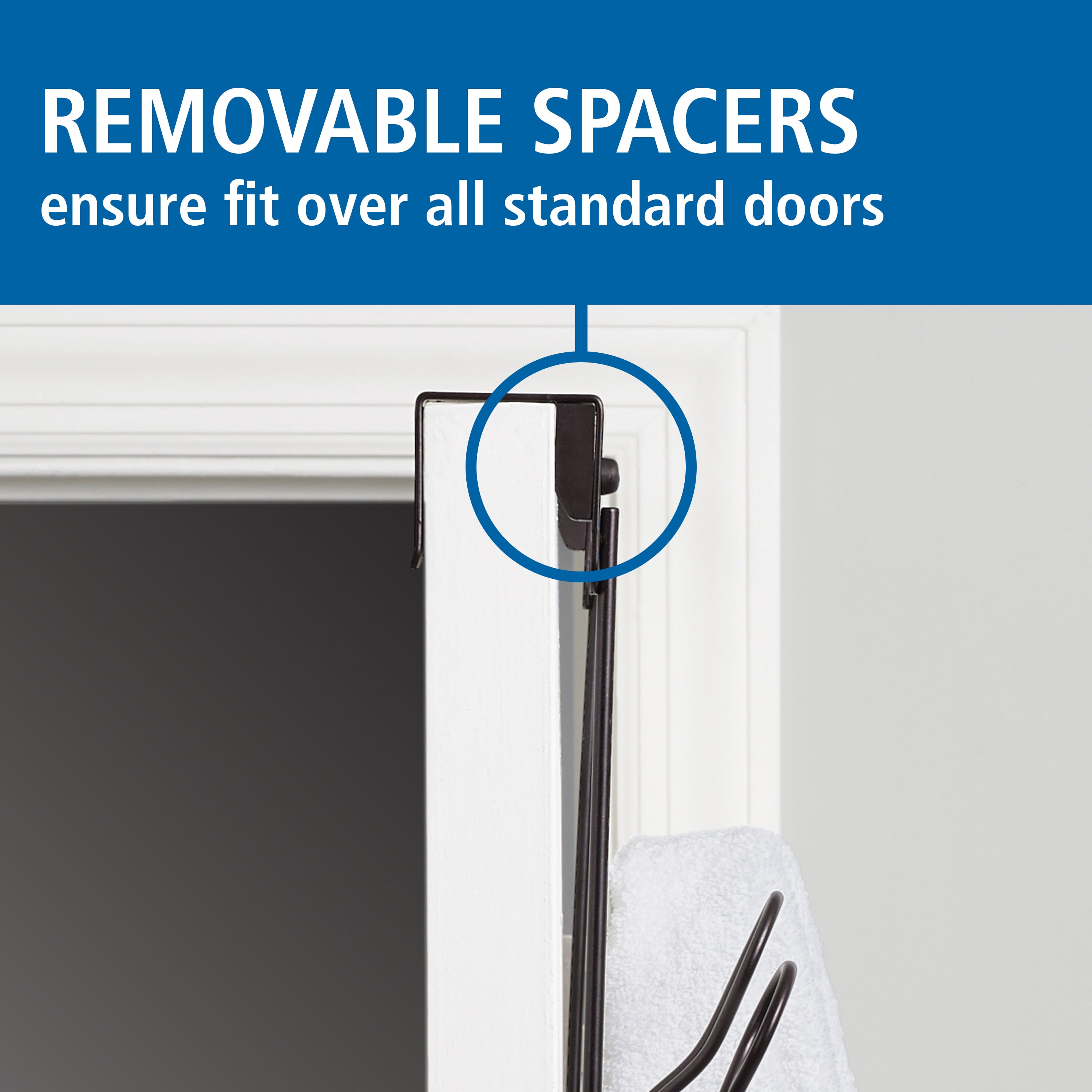 Mainstays SnugFit over-the-Door 6-Hook Rack, Storage for Towels, Clothes, No Drilling, Matte Black