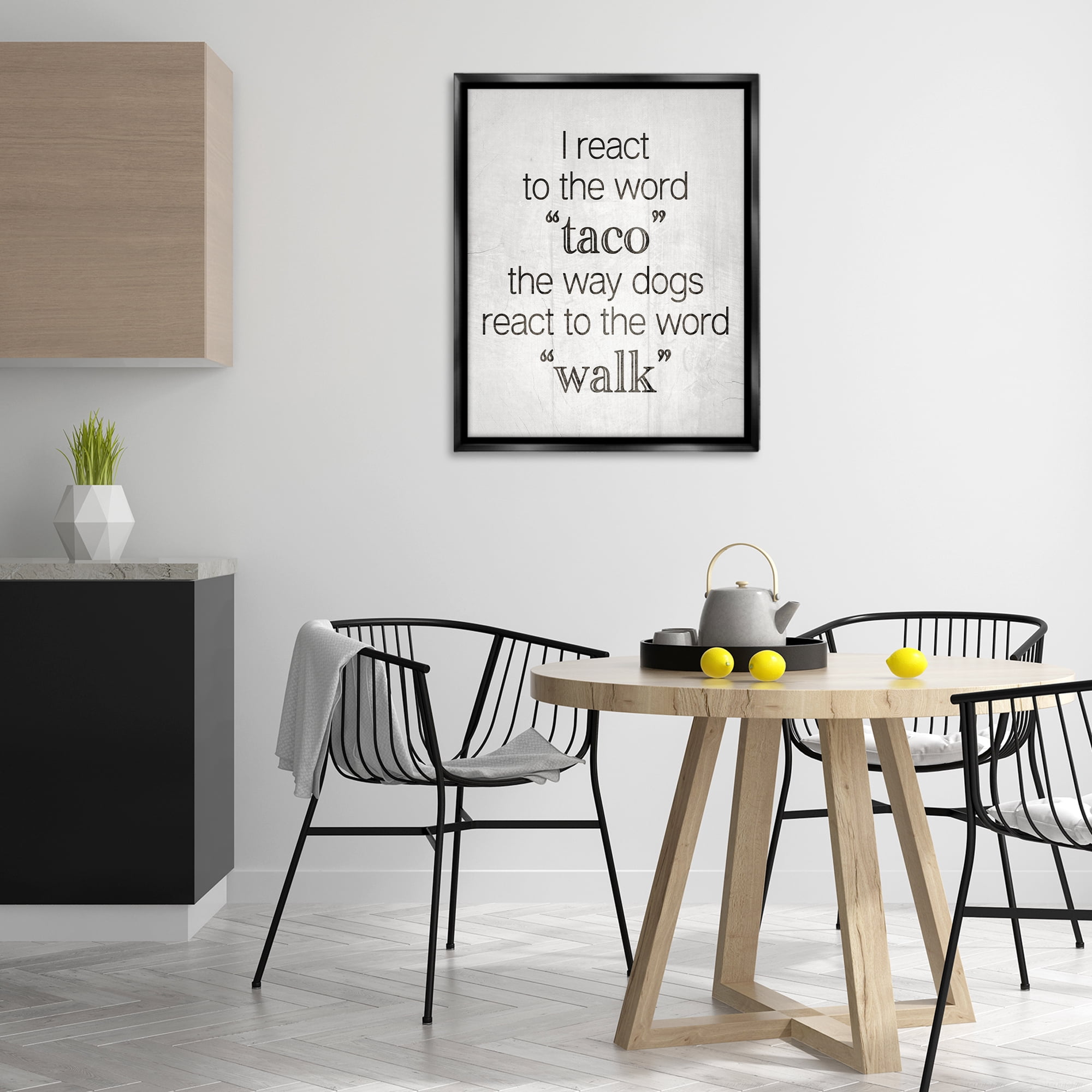 Stupell Industries Funny React To Taco Food & Beverage Painting Black Floater Framed Art Print Wall Art, 25 x 31