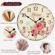 thumbnail image 2 of Reloj de pared de madera de 12 pulgadas, relojes colgantes artísticos, reloj de pared silencioso sin tictac, funciona con pilas, relojes de pared redondos con flores para el hogar, 2 of 5