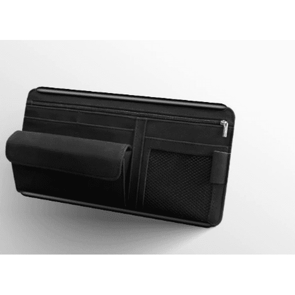 Car Sun Visor Organizer, Suede Sunglass Organizer for Car, Multi-Pocket Card Holder and Note Holder with Zipper Bag, Universal Storage for Documents and Pens, Non-Obstructing View