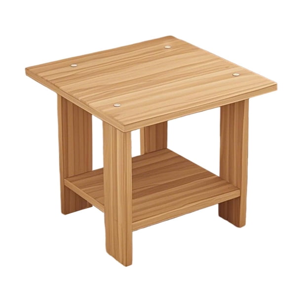 Mesita de noche de 2 niveles, mesa auxiliar para sofá, mesa de centro para dormitorio, ligera Amarillo