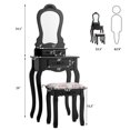 thumbnail image 3 of Patiojoy Coiffeuse Miroir Table de Maquillage Style Simple Coiffeuse avec Banc Coussiné Noir, 3 of 8