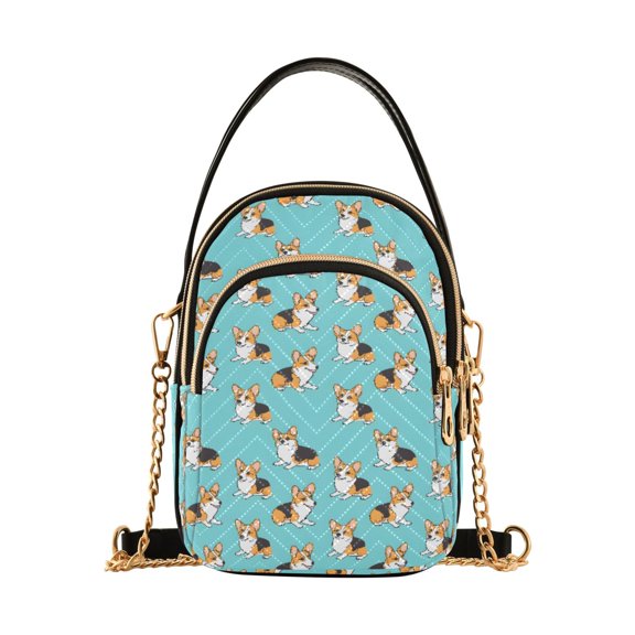 Small Crossbody Bags for Women Different Posts Corgis Cute Cell Phone Wallet Multi Zipper Pockets Purse Handbag