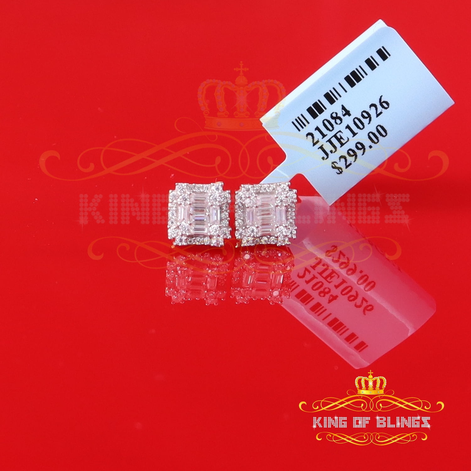 King of Bling's Men's/Women's 925 Silver Yellow 0.50ct VVS 'D' Moissanite Baguette Stud Earrings