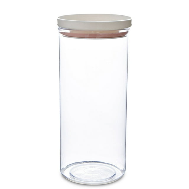 Récipient Alimentaire Cuisine Empilable Résistant à l'Humidité Organisateur de Grain Transparent Support de Stockage avec Couvercle, Rose, 700ml