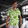 thumbnail image 3 of Wukai Green Various Lemons Print Men's Short-Sleeved Mesh T-Shirt,Quick-Dry Short Sleeve Workout T-Shirt-3X-Large, 3 of 8