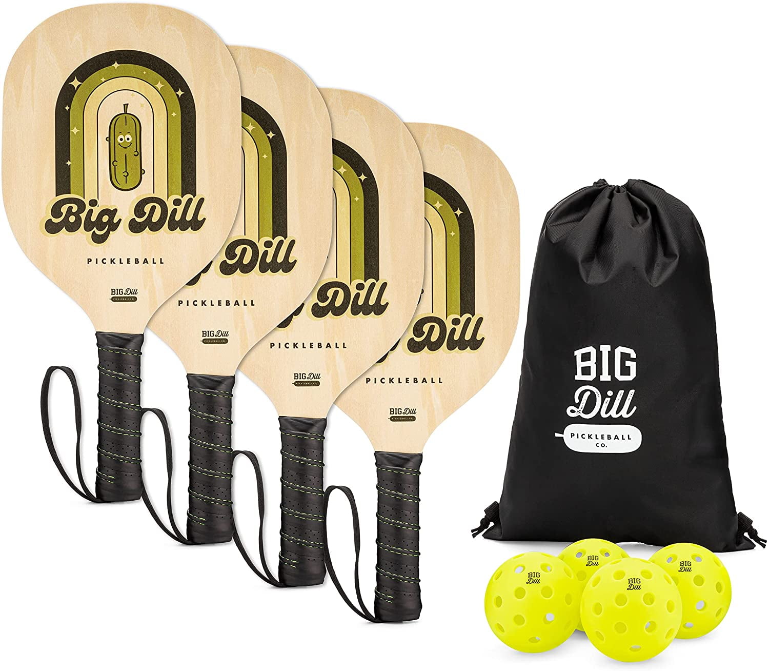Big Dill Pickleball Co. Superstar Wooden Pickleball Paddle Set of 4 Pickleball Paddles, 4