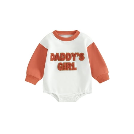 

Hirigin Adorable Long Sleeve Bodysuit with Cute Letter Embroidery for Baby Girls