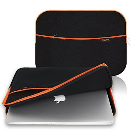 Pawtec Neoprene Sleeve Protective Storage Carrying Case - Compatible with MacBook 13-Inch Pro / Retina / Air - With Extra Storage Pocket for Accessories and Wall Charger