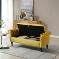 thumbnail image 2 of Storage Bench for Bedroom End of Bed Zarler Rolled Armed Velvet Ottoman Couch Long Bench Bedroom Bench with Storage, Yellow, 2 of 8