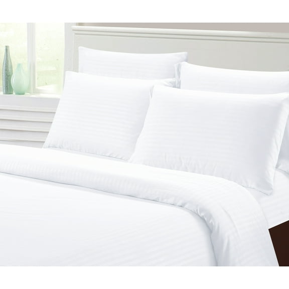 Fresh Linen Collection 1800 Super Soft & Wrinkle Free Luxurious Stripe 6-Piece Sheet Set (Full, White)