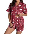 thumbnail image 3 of FASHOFT Christmas Pajamas for Women Set Cute Santa Claus Printing Pjs Long Sleeve Button up Shirts 2 Piece Sleepwear Satin Soft Holiday Loungewear S, 3 of 5
