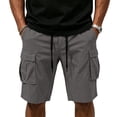 thumbnail image 5 of CCRFTGI Mens Shorts Cargo Casual Elastic Waist Work Shorts Loose Fit Hiking Short Drawstring Pants with Multi Pockets Dark Gray 3XL, 5 of 6