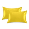 thumbnail image 2 of Haosy Satin Pillowcase for Hair and Skin Standard Cooling Silk Pillow Case with Envelope Closure Yellow 20"x30", 2 of 9