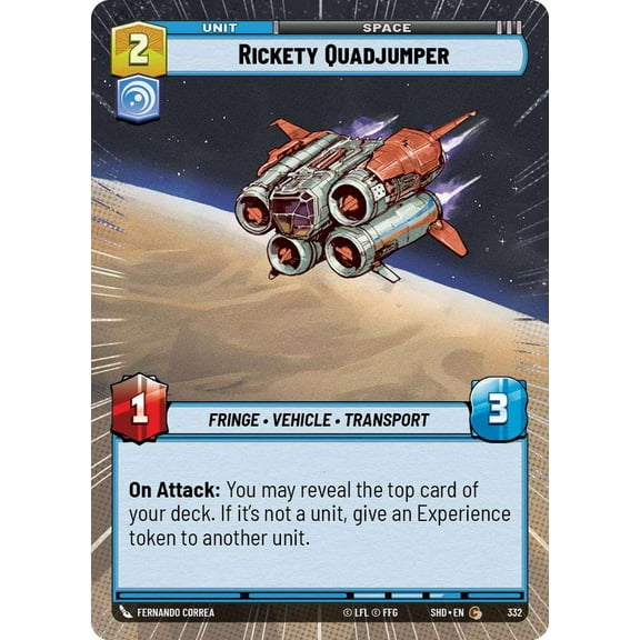 Star Wars: Unlimited Shadows of the Galaxy Common Rickety Quadjumper #332 (Hyperspace FOIL)