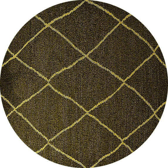 Ahgly Company Indoor Round Oriental Yellow Industrial Area Rugs, 3' Round