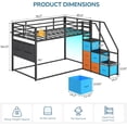 thumbnail image 2 of Twin Over Twin Bunk Beds with LED Lights, Low Bunk Bed Frame with 6 Storage Drawers and Pocket Organizer for 2 Teens, Twin Metal Bed Frame with Reversible Storage Staircase, Black, 2 of 9