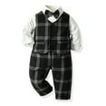 thumbnail image 2 of Zshosam Baby Boys' Suits Boys' Formal Suit Set Dress Shirt Vest Pants and Tie Wedding Birthday Party Suit Size 6T 7T,(Black 6-7 Years), 2 of 4