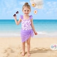 thumbnail image 2 of ibiyuan Toddler Girl's Cute Swimsuits Bow 2 Piece Spaghetti Strap Girls Bathing Suit Sparkly Contrast Tankini Sets Ruched Cut Out Bikini Sets for Girls Beach Swimwear with Cover Up Skirt, 2 of 6