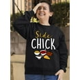 thumbnail image 3 of Main Man Side Chick Thanksgiving Couples Crewneck Sweatshirt, 3XL, Black, Side Chick, 3 of 6