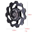 thumbnail image 3 of Soidarity 11T ultraligero aleación de aluminio bicicleta rodamiento rueda trasera desviador guía rueda poleas al aire libre piezas de bicicleta nuevo Ciclismo negro Soidarity OD0239-01, 3 of 6
