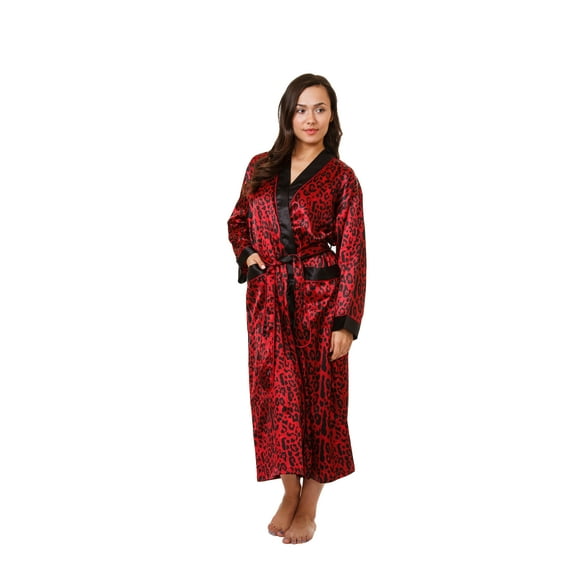 Up2date Fashion Women's Paisley Print Satin Robes in Red Tiger Print, Style Gwnf-18