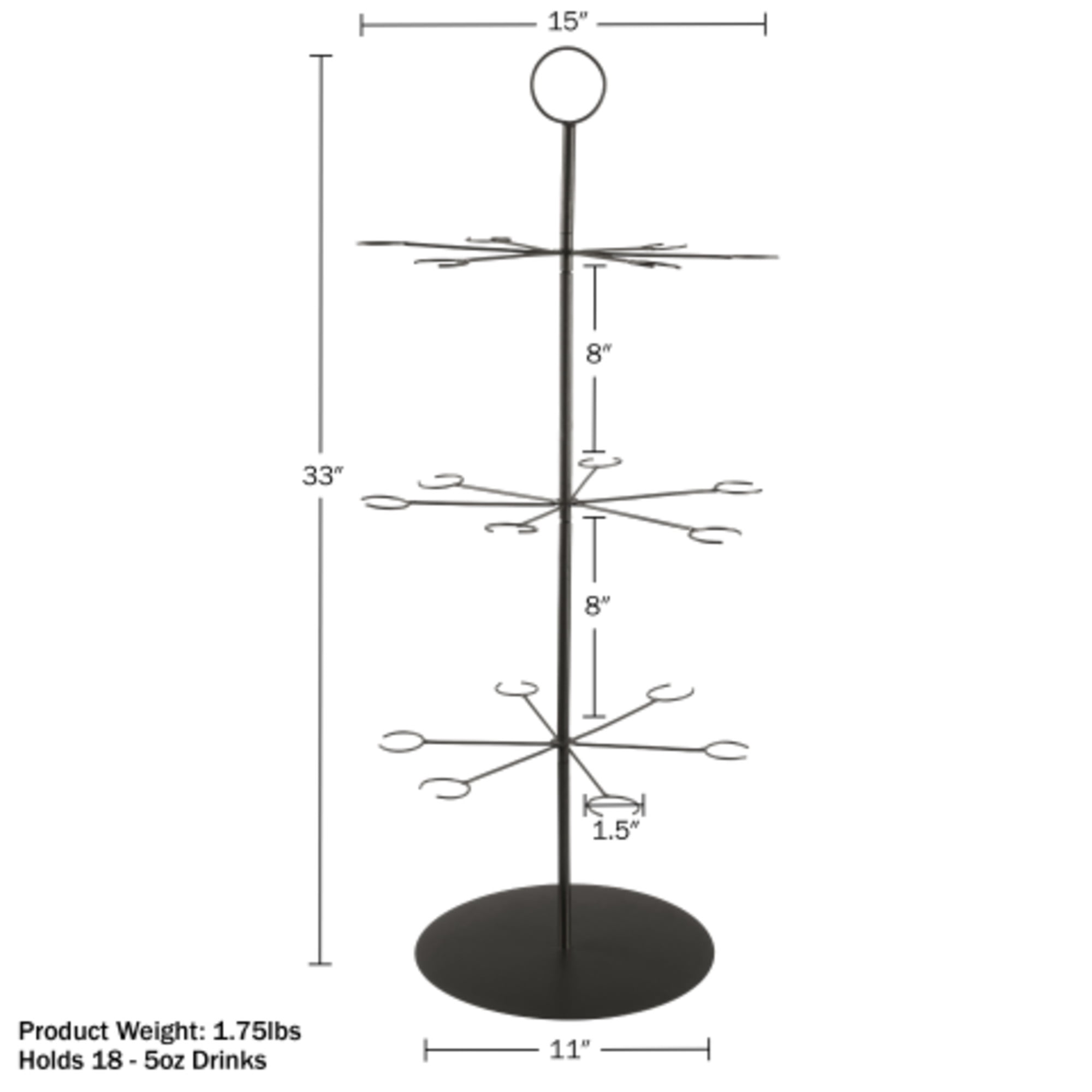 Lavish Home 3-Tier Cocktail Tree Stand - Champagne Tower Holds 18 Stemware Glasses (Black)