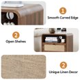 thumbnail image 3 of YOCWO Farmhouse Nightstand Set of 2 with Charging Station and Drawers for Bedroom, Linen Bedside Table with Drawers, Walnut, 3 of 6
