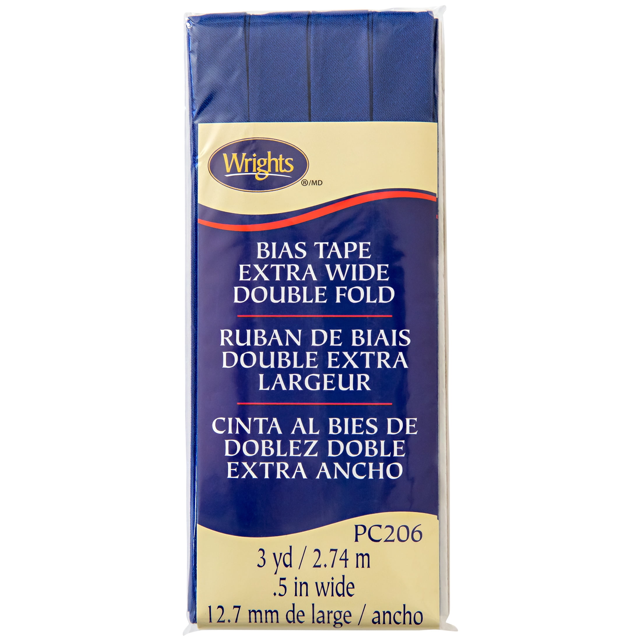 Wrights 1/2" Yale Blue Extra Wide Double Fold Bias Tape, 3 yd