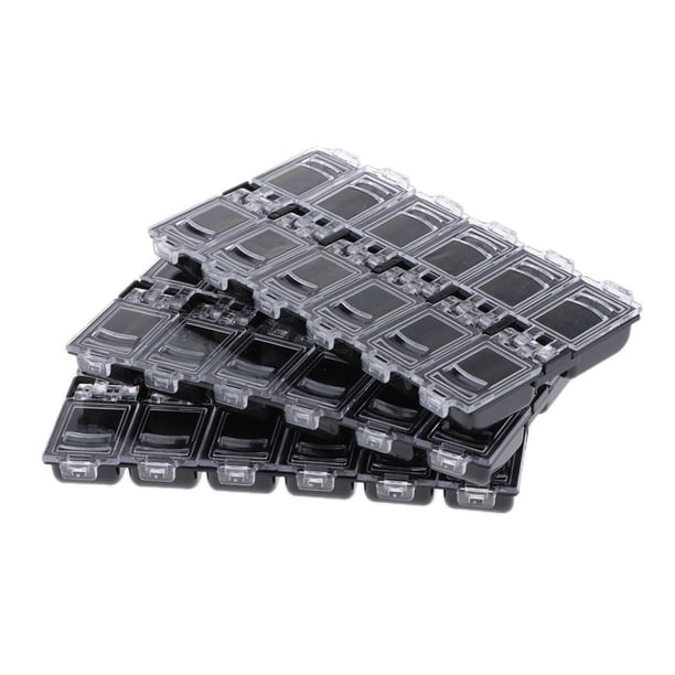 3 uds 12 rejils vacías Mini caja de de almacenamiento de plástico transparente con tapas para artículos otros proyectos Negro Baoblaze Gem Beads Contenedores de almacenamiento