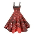 thumbnail image 4 of LWavelet 2026 Valentine's Coffee Date Spaghetti Strap Dress, Heart Print Slimming Waist Flared Valentine Sundress Beige S, 4 of 4