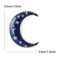 thumbnail image 3 of Blue Enamel Crescent Moon Brooch Pin with Sleeping Metal Stars – Celestial Night Jewelry for Women, Men Unique Gold Tone Vintage-Style Accessory, 3 of 7