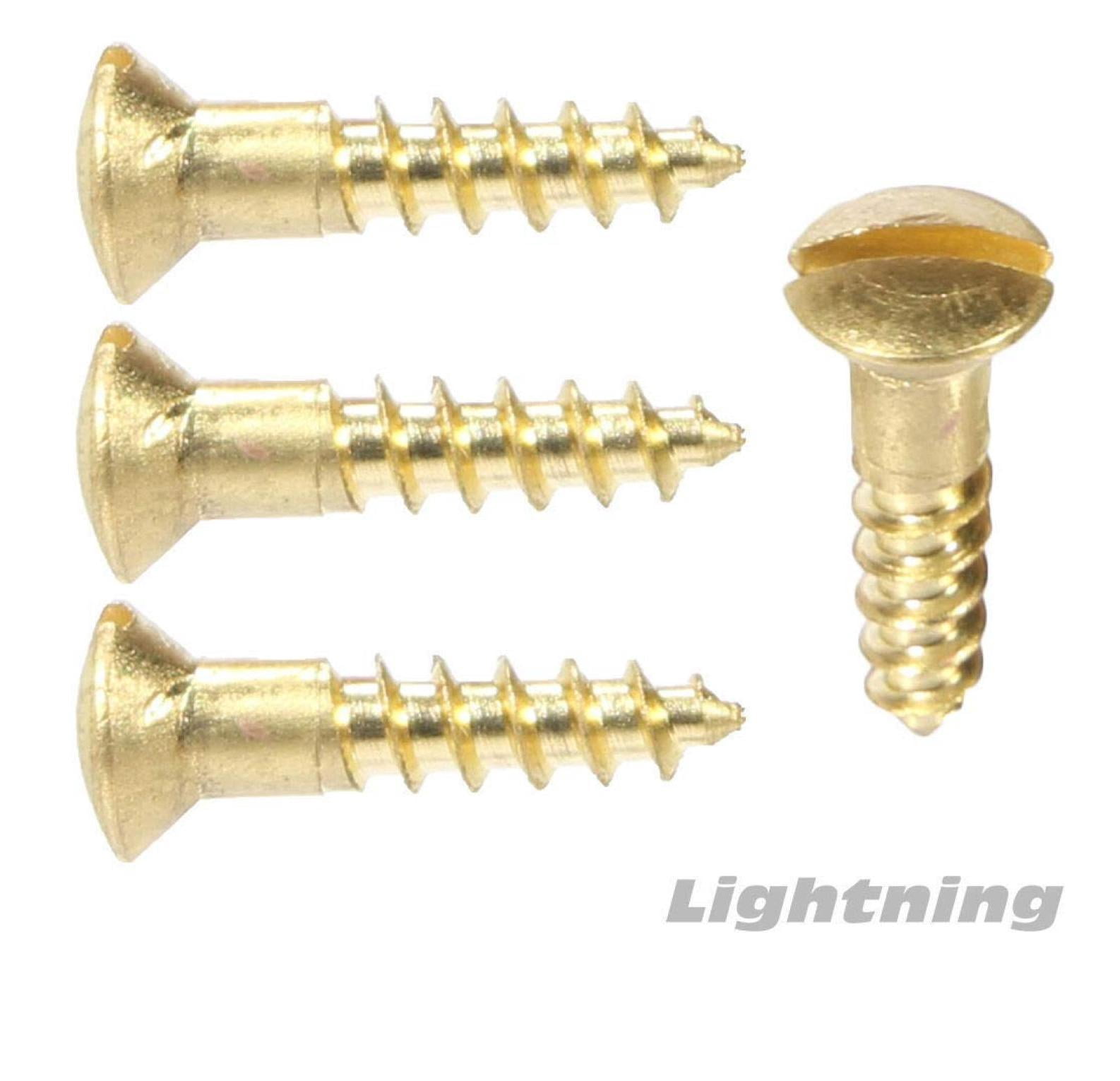 #6 x 3/8 Solid Brass Wood Screws Oval Head Slotted Drive Quantity 100