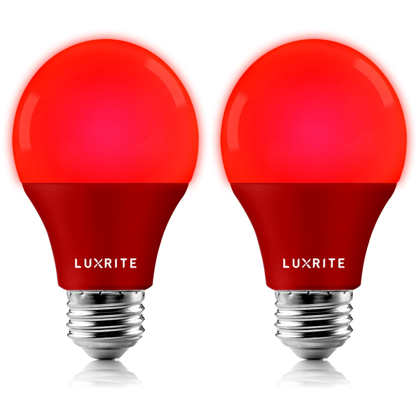 Luxrite A19 LED Red Light Bulbs, 60W Equivalent, UL Listed, E26 Base, Indoor Outdoor, Event