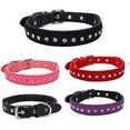 thumbnail image 4 of 2Pcs Dog Collar Crystal Bling Rhinestone PU Leather Puppy Cat Collars Necklace Neck Strap, 4 of 9