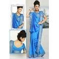 thumbnail image 2 of 4 Piece Island Blue Art Silk Sari, Saree, Wrap, custom blouse, petticoat, Bindi, 2 of 6