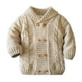 thumbnail image 2 of Esaierr Baby Boys Fleece Sweater Coat Toddler Cardigan Sweater V-Neck Padded Warm Outerwear Jacket for 1-6Y, 2 of 5