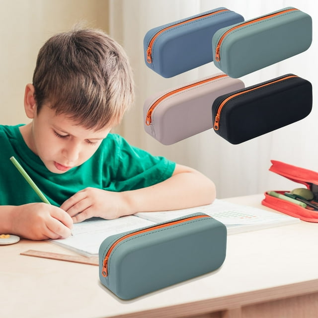 Hermoso estuche de lápices con cremallera, bolsa de almacenamiento de papelería escolar suave, organizador portátil liviano para estudiantes y artistas, material duradero y fácil de limpiar, amplio