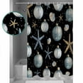 thumbnail image 3 of Blue Coastal Christmas Shower Curtains for Bathroom Waterproof Fabric Bath Curtains Decor Bath Tub Curtain Xmas Balls Starfish Black Decorative Shower Curtain Sets with 12 Hooks, 72x72 Inch, 3 of 6