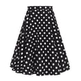 thumbnail image 2 of IBTOM CASTLE Women Pleated Vintage Skirt Floral Print A-Line Midi Skirts 50s Polka Dots Knee-Length Flared Swing Cocktail Party Dresses M Black - Polka Dots, 2 of 8