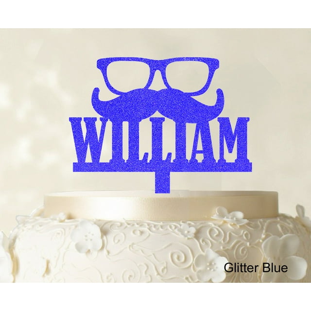 Personalized Name Cake Topper Personalized Glitter Blue Cake Topper Color Option Available 5-7 Inches Wide