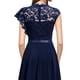 thumbnail image 5 of Vestido de noche para mujer, largo, elegante, de encaje, para cóctel, liso, largo, cuello redondo, manga media, vestido de novia con cremallera, vestido de novia, vestido de dama de honor, 5 of 5