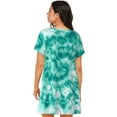 thumbnail image 3 of Blue Tie Dye Hippie Women'S Nightgown Sleepwear Short Sleeves Nightshirt Loose Comfy Pajama Large, 3 of 8