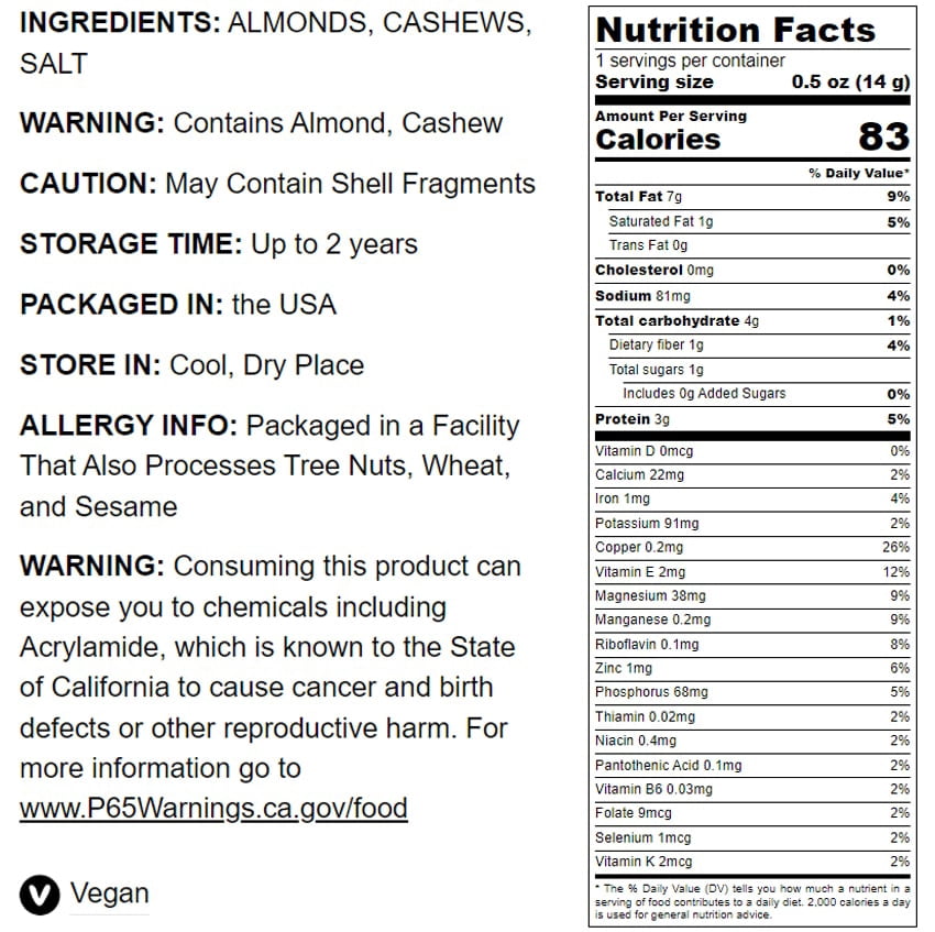 Almonds and Cashews Roasted and Salted Mix, 2 Pounds — Vegan — by Food to Live