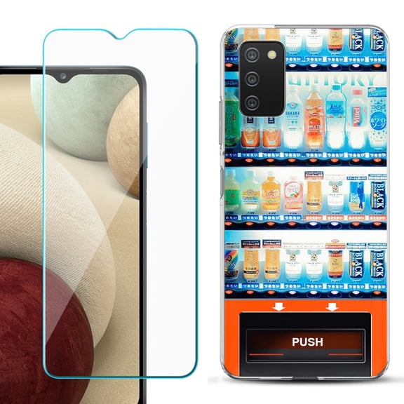 Slim-Fit TPU Fashion Phone Case for Samsung Galaxy A03s, with Tempered Glass Screen Protector, by OneToughShield ® - Vending Machine