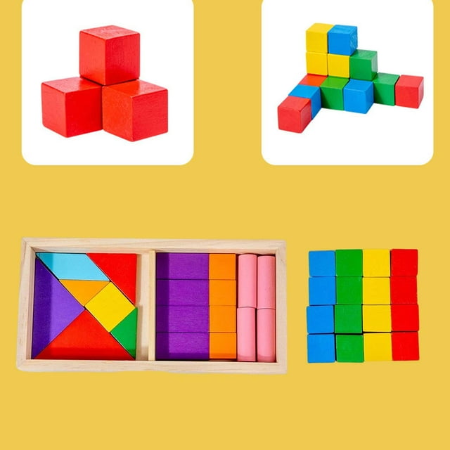 Wooden Pattern Blocks Jigsaw Geometric Wooden Blocks for Children Boys Gifts