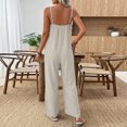 thumbnail image 4 of JULMCOMO Jumpsuits for Women Scoop Neck Adjustable Strap Loose Fit Overalls Sleeveless Wide Leg Casual Summer Jumpsuits with Pockets White L, 4 of 7