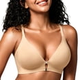 thumbnail image 2 of Helii Womens Front Closure Bra Wireless Racerback Bra Deep V Bralette Seamless Bra Gel Strip Support Bra Padded No Underwire Bra for Sports Yoga Everyday Workout 6 Colors with Adjustable Straps, 2 of 7