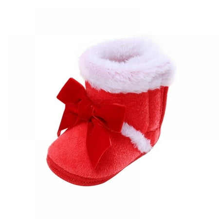 

Unisex Newborn Baby Cotton High Booties Non-Slip Sole for Toddler Boys Girls Infant Winter Warm Fleece Cute Bow tie Pure Color Shoes